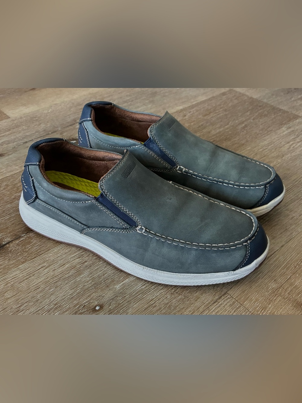 Florsheim Great Lakes Blue Leather Moc Toe Slip-On Loafers Men’s Shoes Size 11